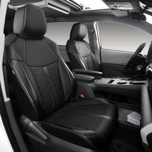 Custom Fit Sienna Seat Covers for 2021-2026 Toyota Sienna LE XLE 8-Seat, Waterproof Faux Leather Full Set Airbag Compatible 3-Row Car Seat Protectors (Black)