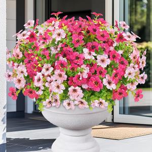 Elyum Artificial Flowers for Outdoors, 9 Bundles Artificial Plants & Flowers Outdoor, UV Resistant Faux Flowers Outdoor Fake Flowers for Outside Porch Window Box Decoration(