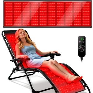 Red Light Therapy Mat with Lounge Chair, Infrared Light Therapy 660nm 850nm Full Body Blanket + Folding Reclining, 90~170 Red Light Folding Chair, for Pain Relief, Outside, Nap. Support 440 LBS