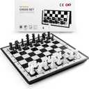 Chess Sets Travel Board Games: Magnetic Folding Chess Board with Instructions Teen Gifts Family Games Educational Toys for Kids and Adults 9.5 Inch (White-black)