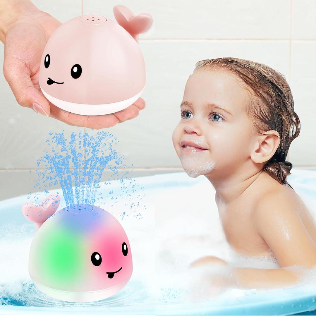 Gigilli Baby Bath Toys, Bath Toys for Kids Ages 1-3, 1 Year Old Girl Gift, Baby Pool Water Toy 6-12-18 Months, Light Up Whale Bath Toy Sprinkler Toddler Birthday Bathtub Fountain Water Toy