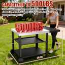 Outdoor Kitchen Island, Grill Cart with Drawer, Pizza Oven Stand, Movable 3-Shelf Prep Table with Side Table for Ninja Woodfire, Ooni Pizza Oven, Blackstone Griddle, Cuisinart, Cooking Station
