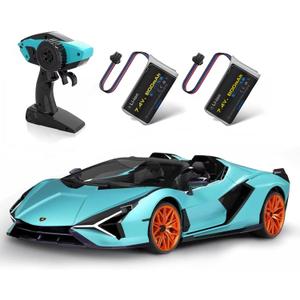 MIEBELY Lamborghini Remote Control Car, 1:12 Scale Lambo Toy Car 2 X 7.4V 900mAh Officially Licensed 12Km/h Fast Rc Cars with Led Light 2.4Ghz Model Car for Adult Boys Girls Birthday Ideas Gift - Blue