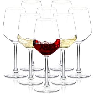SHYRC Wine Glasses Set of 8, 12oz Clear Red/ White, Long Stem Wine Glasses for Party, Wedding and Home