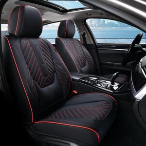 Coverado Seat Covers, Front Car Seat Covers, Waterproof Seat Covers, Car Seat Covers Front Seats, Leather Seat Covers for Cars, Car Seat Protector Universal Fit Most Cars(Black&Red)