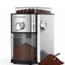 Flat Burr Coffee Grinder Electric,Adjustable Coffee Grinder for Home Use, Burr Mill Grinder with 17 Levels, Large Bean Hopper & Removable Container, silver