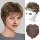REECHO Hair Topper, Short Wiglet Hair Topper for Women with Thinning Large Coverage Synthetic Top Crown Hairpiece for Women - Light Ginger Brown