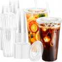 100 Pack 24 oz Clear Plastic Iced Coffee Cups with Lids & Straws