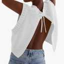 Soly Hux Women Y2K Backless Tie Up Knit Crop Sweater Vest Sleeveless Round Neck Split Open Back Pullover Summer Tank Top M
