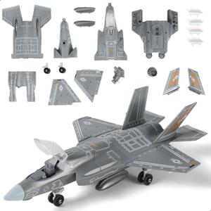 1:72 Scale F-35 Fighter Jet Quick Build Model Kit Plastic Millitary F35 Airplane Toy Assembly Aircraft Model with Stand Gift for Kids (27 Pieces)
