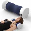 Neck Roll Pillow - Memory Foam Round Neck Pillow - Ergonomic Cervical Roll Pillow, Breathable & Removable Cover - Multi-Use Bolster Pillow for Neck, Leg, Back, Yoga (Blue White)