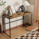 Gezen Folding Desk 40'' Computer Desk for Home Office, No Assembly Office Desk Foldable Simple Study Writing Desk Table for Small Spaces, Brown