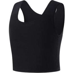 Trans Chest Binder Transgender FTM Cosplay Breathable Half Breast Binder Tank Top (Small, Black)