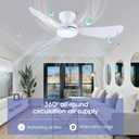 Kviflon 46 Inch Ceiling Fans with Lights, Small Flush Mount Ceiling Fan, Remote/APP Control, 3 Reversible Curved Blades, 6 Speeds, 3 CCT Dimmable Lights for Bedroom, White