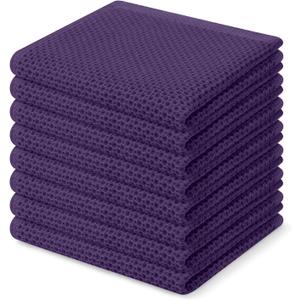 Homaxy 100% Cotton Waffle Weave Kitchen Dish Cloths, Ultra Soft Absorbent Quick Drying Dish Towels, 12 x 12 Inches, 8-Pack, Eggplant