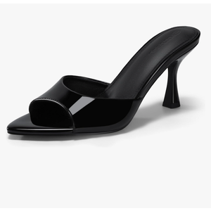 Coutgo Womens Heeled Mules Pointed Peep Toe High Heels Slip On Backless Mule Sandals Dress Shoes Size 9,5