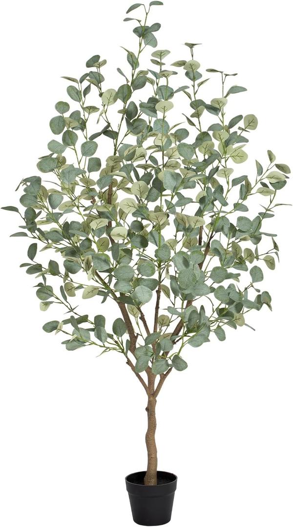 5FT Artificial Eucalyptus Tree Indoor, Faux Eucalyptus Tree with 477 Silk Leaves, Tall Fake Tree - Artificial Tree Indoor for Living Room Office Bedroom Home Decor