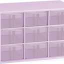 Small Drawer Organizer for Desk, 7.1" x 3. 8" x 4.6" Mini Desktop Drawer Organizer with 9 Clear Drawers, Plastic Desktop Craft Storage Box for Desk Office School Home (Purple)