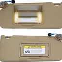Beige Sun Visor Passenger Driver Compatible with Accord 2008-2012 2013 2014 2015 2016 2017 83230-TA0-A91ZB 83230TA0A91ZB Left and Right Side W/Light Mirror