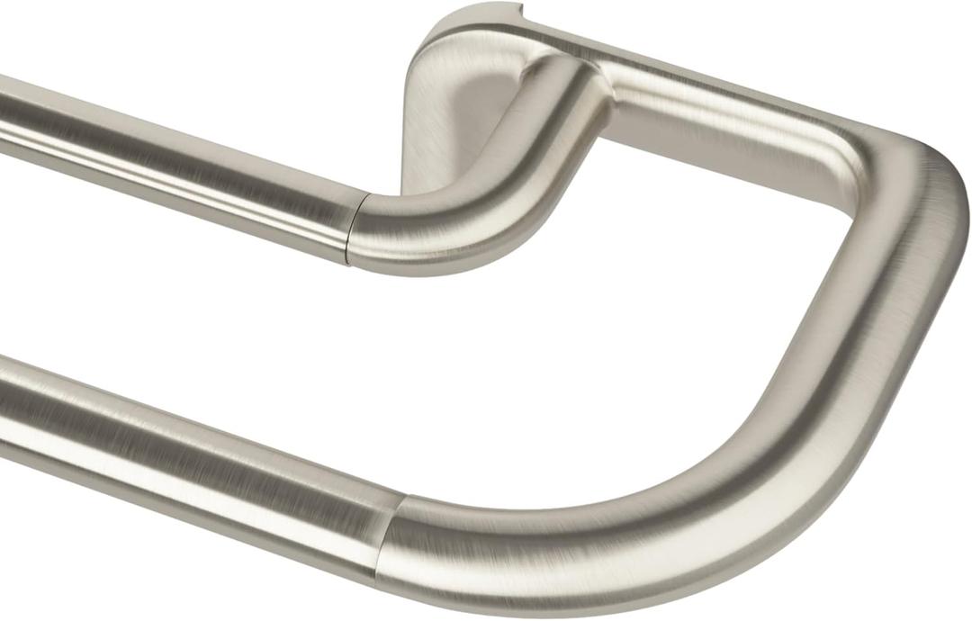 Umbra Twilight Double Curtain Rod Set  Wrap Around Design Ideal for Blackout or Room Darkening Panels, 66 to 144 Inches, Nickel (66" to 144", Nickel)