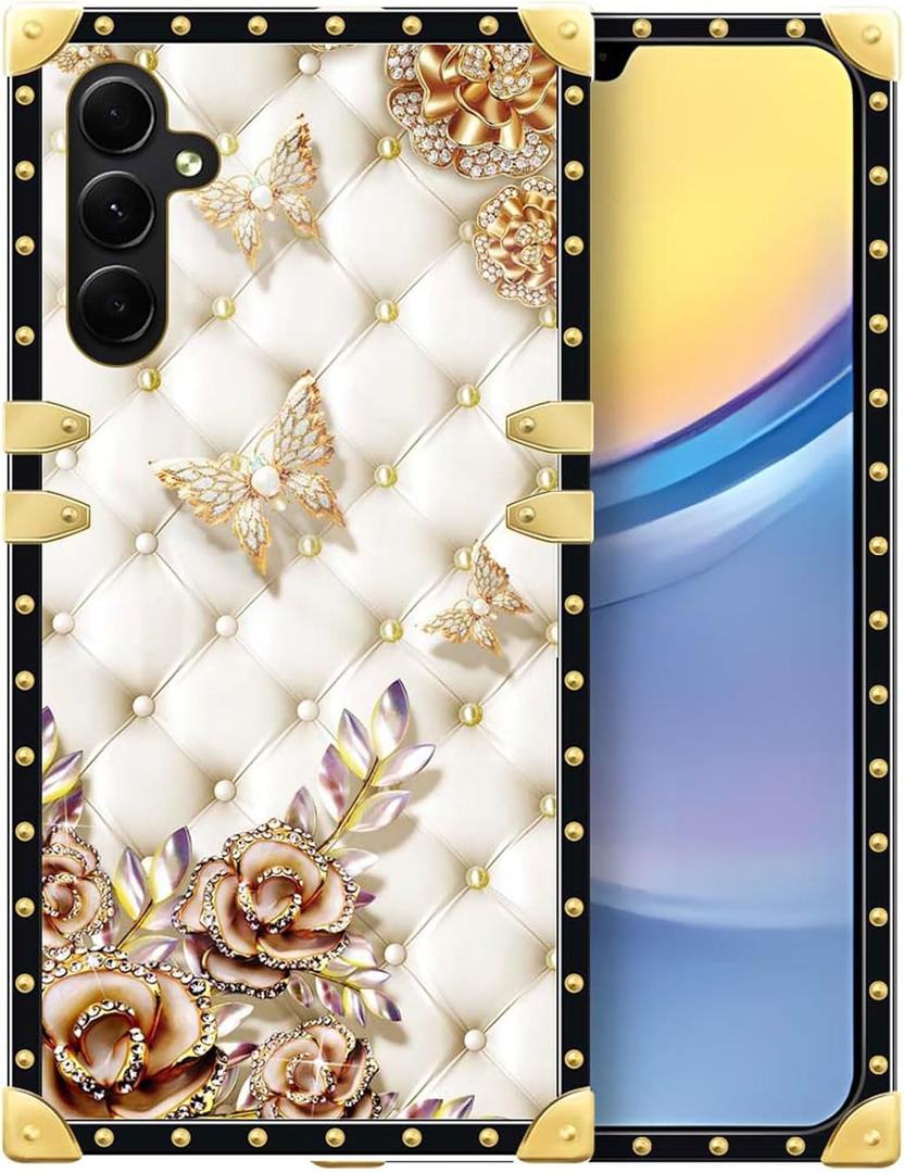 Case Compatible with Samsung Galaxy A15 5G Case,Luxury Soft TPU & Hard PC Back for Girls Women,Shockproof Protective Cover,Diamond Butterfly