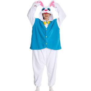 Adult Onesie Rabbit Costume Easter Unisex Cosplay Plush Animal Pajama Halloween Cute Jumpsuit for Women Men, M