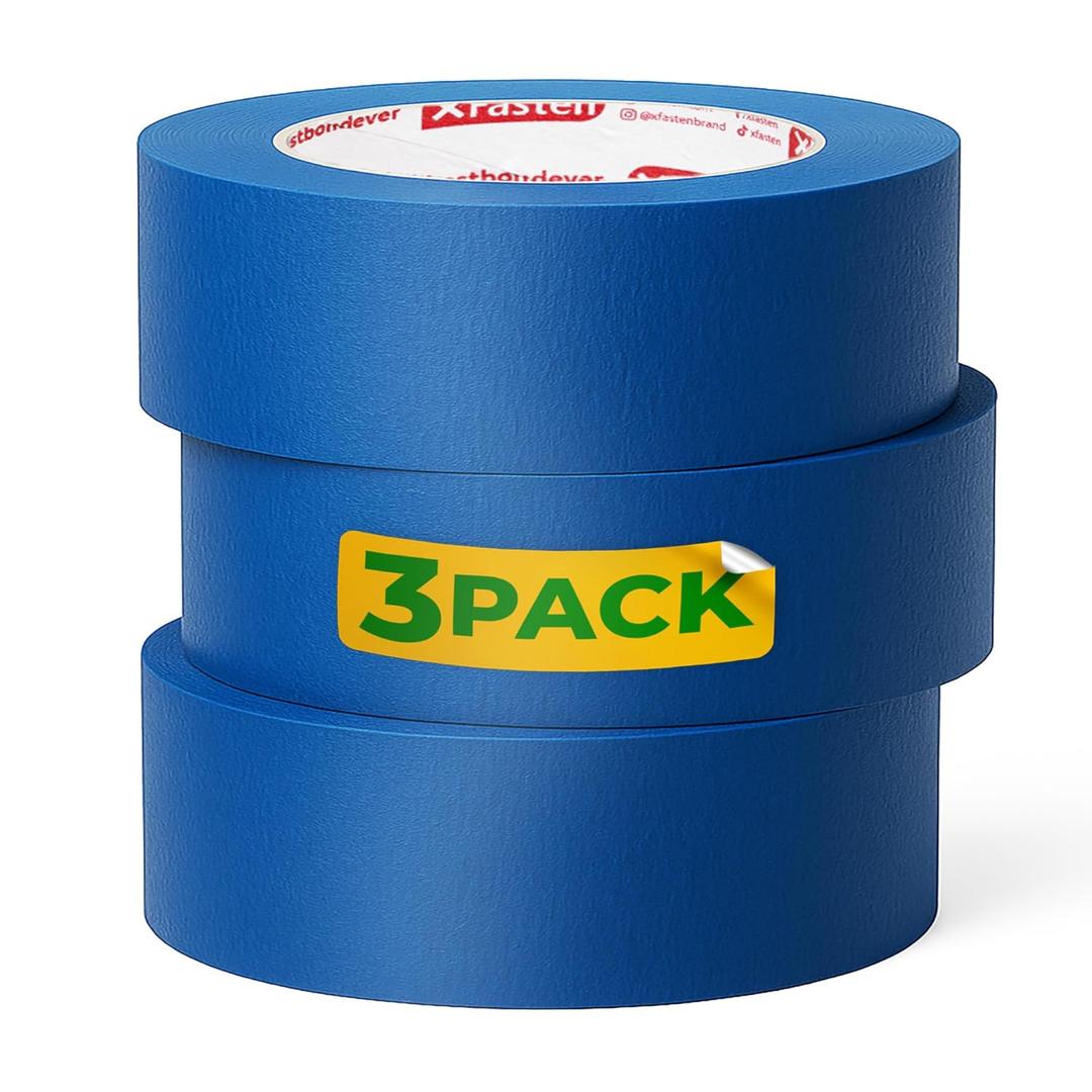2 x XFasten Blue Painters Tape 1.88 Inch x 60 Yards 3-Pack 1-Inch Core, UV Residue-Free Blue Masking Tape for Clean Lines, Indoor and Outdoor Multi-Surface Use - Sharp Paint Lines for Walls, Easy Removal