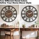 24 Inch Black Roman Numerals Large Wall Clock with Walnut Dial