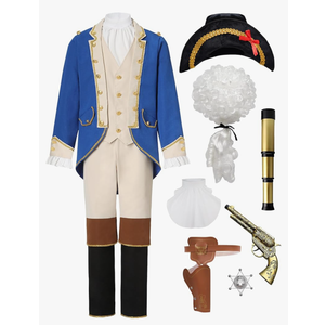 George Washington Costume Boys Colonial Patriot Revolutionary War Founding Father Hamilton Costume Kids Boys M