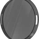 MAONAME Clear Round Serving Tray with Handles, 13" Plastic Clear Tray, Round Black Decorative Trays for Coffee Table, Ottoman, Bathroom, Vanity