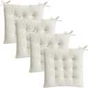 MissSoul Set of 4 Chair Cushions for Dining Chairs with Ties, Indoor Non-Slip Kitchen Chair Pad and Dining Room Seat Cushion Mat for Office Living Room Outdoor 15.5" - Ivory