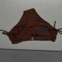 Daci Women Mid Waist Bikini Bottoms - Full Coverage Swim Bathing Suit Bottom Side Tied Swimsuit Bottoms (Brown, M)