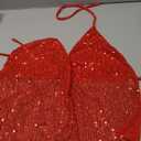 Women Sexy Sparkly Sequin Halter Backless Camisole Y2k Shiny Vneck Spaghetti Strap Tie Up Crop Tank Top Rave Clubwear No Size