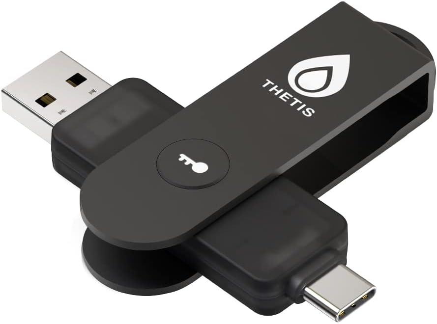Thetis Pro FIDO2 Security Key, Two Factor Authentication NFC Security Key FIDO 2.0, Dual USB A Ports & Type C for Multi layered Protection (HOTP) in Windows/ MacOS/ Linux, Gmail, Facebook, Dropbox, Github