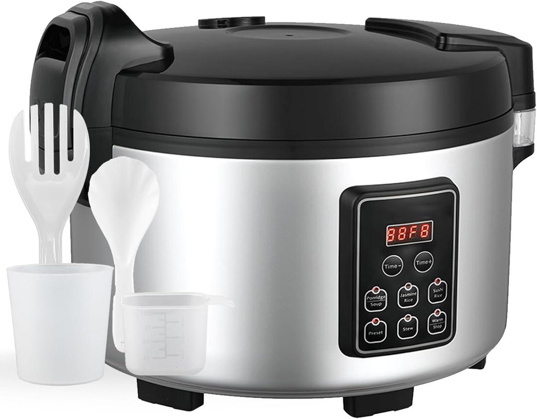 15L/15.8Quart (84 cups cooked rice) Extra Large Commercial Rice Cooker & Food Warmer with Time presetting, 6 Functions, Timer Delay Energy-Efficient for Professional Kitchens,Can preset cooking time