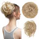 CJL HAIR Large Messy Bun Hair Piece Wavy Curly Scrunchies Synthetic Chignon Ponytail Hair Extensions Thick Updo Hairpieces for Women Dirty Blonde