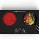 Electric Cooktop,110V 2400W Electric Stove Top with LCD Touch and Knob Control,Built-in and Countertop 2 Burner Electric Cooktop with 11 Power Levels, Kids Lock & Timer,Overheat Protection.