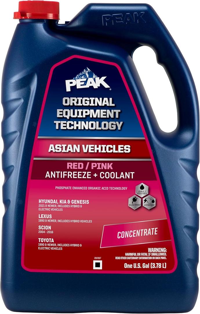 PEAK OET Extended Life Red/Pink Concentrate Antifreeze/Coolant for Asian Vehicles, 1 Gal.