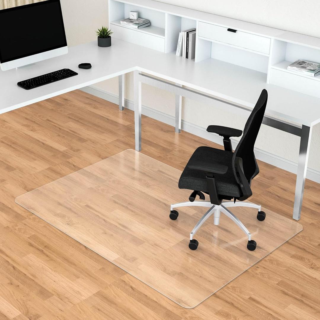 Office Chair Mat for Hard Floors, 35 x 55 Large Floor Protector Mats, Easy Rolling Desk Chair Mat for Hardwood, Clear, Easy to Clean (Rectangle)