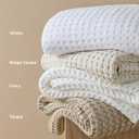 Bedsure Cooling Cotton Waffle Full Size Blanket - Lightweight Breathable Blanket of Rayon Derived from Bamboo for Hot Sleepers, Luxury Throws for Bed, Couch and Sofa, Light Brown, 80x90 Inches