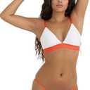 Organic Basics Women's Core Play Organic Cotton Triangle Bralette (Large, White/Vibrant Red)