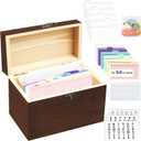 Solid Wood 4x6 Index Card Organizer with 5 Dividers | Rolodex & Recipe Box Storage | Holds 200+ Cards for Home/Kitchen