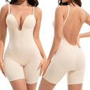 Slimers Backless Shapewear Tummy Control: Low Back Plunge Shapewear Bodysuit - Slimming Built-In Bra Full Body shaper Woman XL