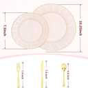 Pink Plastic Plates with Gold Rim, Scalloped Plastic Plates Set Includes 25 Dinner, 25 Dessert Plate, 75 Gold Silverware for 25Geusts for Wedding Birthday Parties (125Pcs Pink)