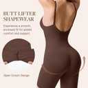 BRABIC Waist Trainer Bodysuit for Women Tummy Control Shapewear Round Neck Seamless Butt Lifter Full Body Shaper (Brown, S)