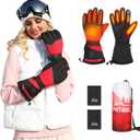 Heated Gloves with Battery,Heated Gloves for Women,Electric Motorcycle Gloves,Touchscreen Hand Warmers Rechargeable (X-Large, Black Red)