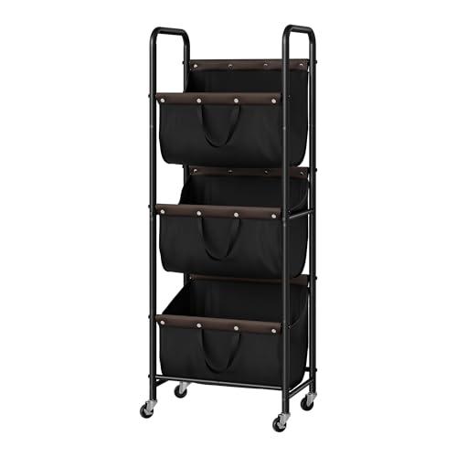 Amazon.com: GRANNY SAYS 3 Tie Laundry Sorter, Laundry Basket with Wheels, Laundry Room Organization and Storage, 3 Section Rolling Laundry Cart for Dorm, Bathroom, Bedroom, Closet, Black : Home & Kitchen