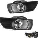 Driving Fog Lights Lamps Replacement for Toyota Camry 2007 2008 2009 with H11 12V 55W Halogen Bulbs & Universal Switch and Wiring Kit (Clear Lens)