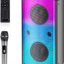 Bluetooth Speaker, 80W Peak Wireless TWS Portable Outdoor Party Speakers with Subwoofer, Deep Bass, LED Colorful Lights, Loud Stereo Sound Boombox with Radio for Home, Camping, Travel