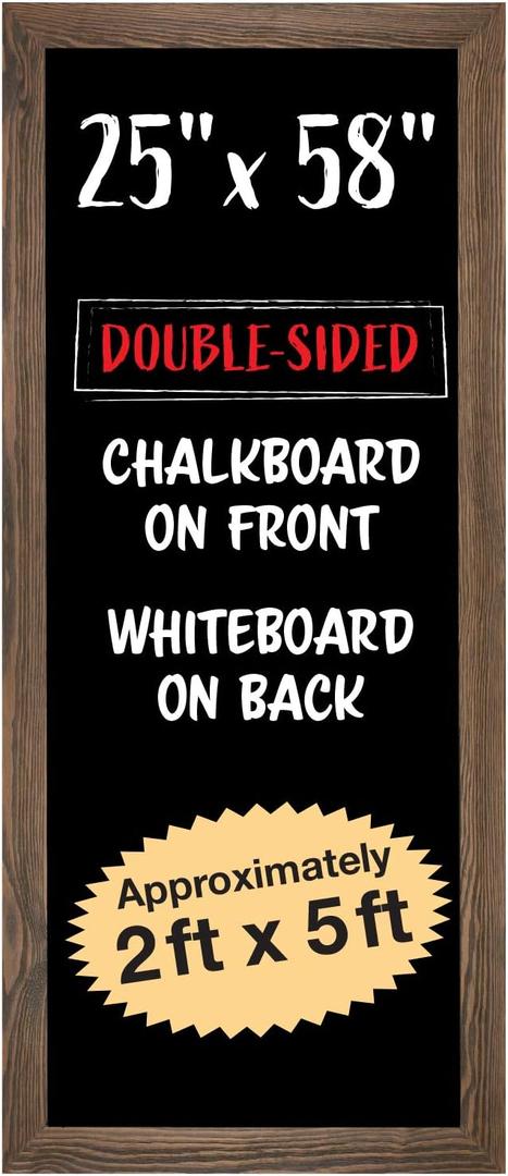 Excello Global Products Extra Large Gigantic Chalkboard Sign: 58"x25" Hanging Chalk Sign for Kitchen Wall Decor, Restaurant Menu Board/Hangs in Both Directions/Reversible with Dry Erase Board on Back
